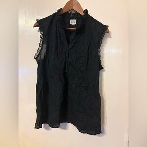 Converse One Star 100% Cotton Black Ruffled Sleeveless Blouse Size XL